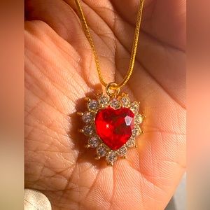 Women 14k Gold Plated chain Love Heart Pendant Necklace